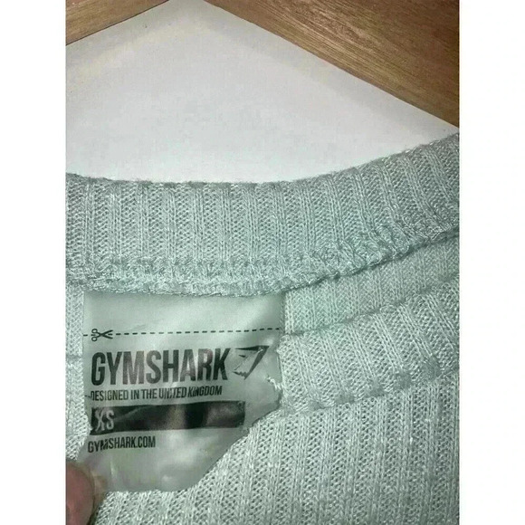 Gymshark Mint Green Ribbed Cropped Long Sleeve Relaxed Sweatshirt Only Size XS - Picture 5 of 11